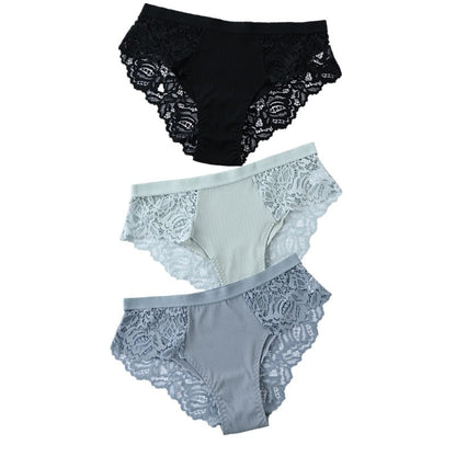 3 Pcs Cotton Panties Sexy Panty Briefs Lace Panties Women Underwear Lingerie Panties for Female Ladies Floral Pantys Underpants