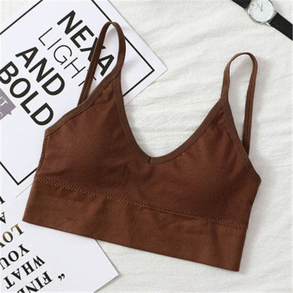 Women Tank Top Bralette Cotton Underwear Seamless Tube Crop Top Female Backless Lingerie Solid Color Camisole Removable Padded