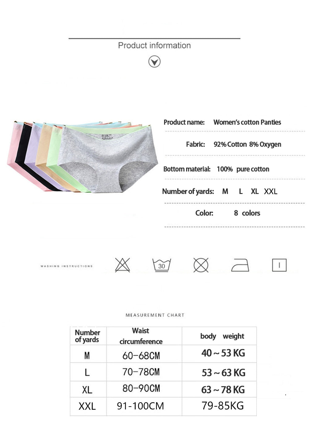 8Pcs Briefs for Women fashion sexy woman panties Solid seamless underpants  cpanties for women cotton underwear girl knickers